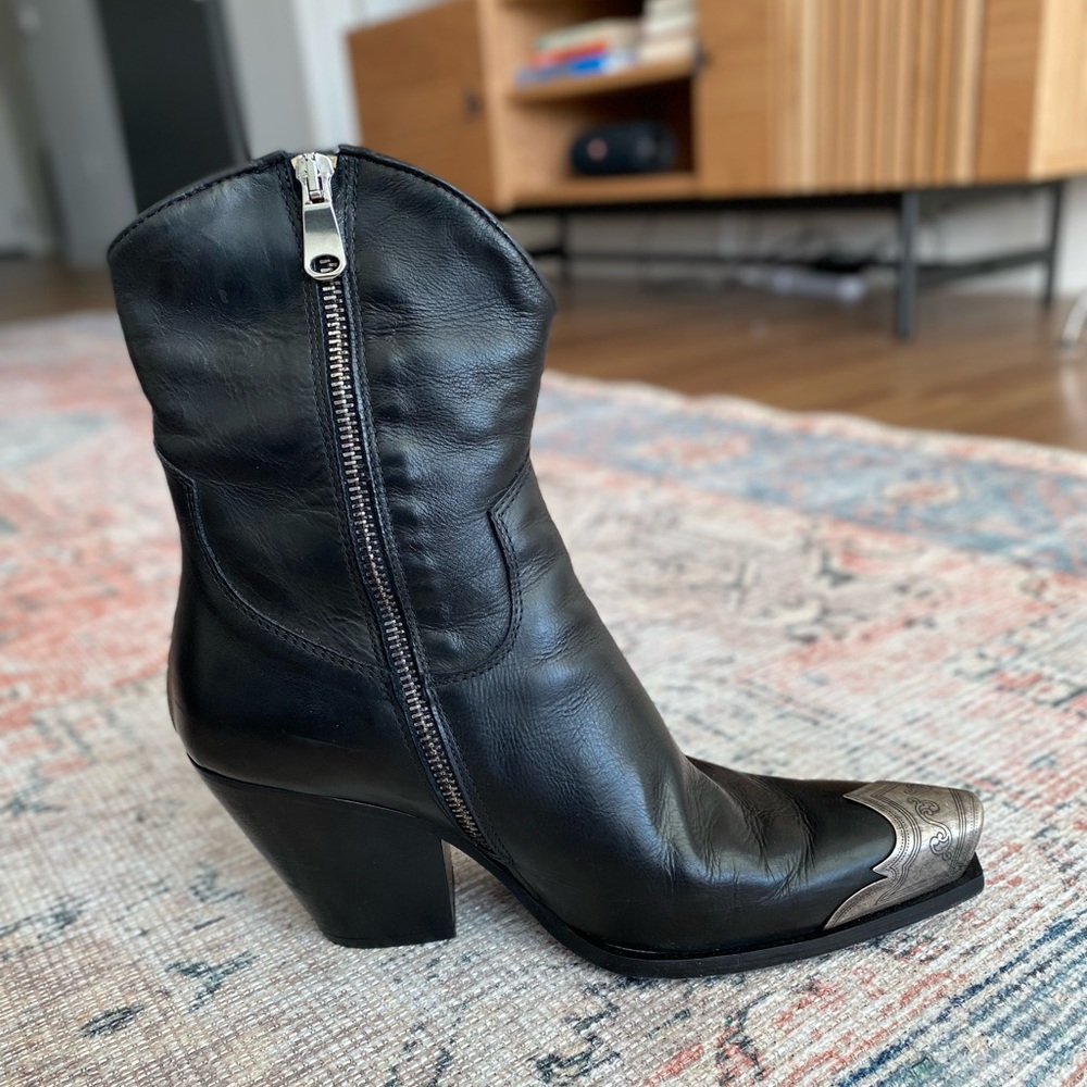 Free People Brayden Western Boots (Black, Size US 10/EU 40)